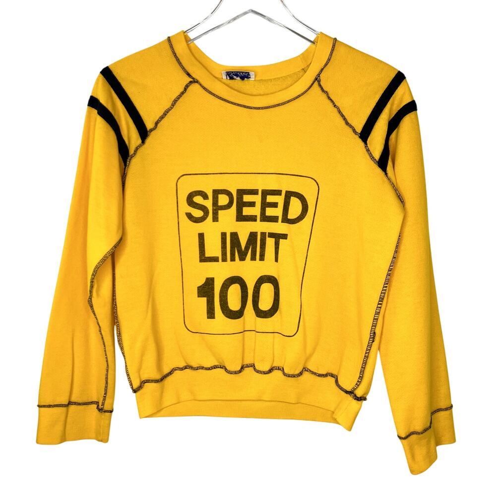 Vintage Ballet New York Yellow Speed Limit 100 Graphic Printed Sweatshirt SMALL